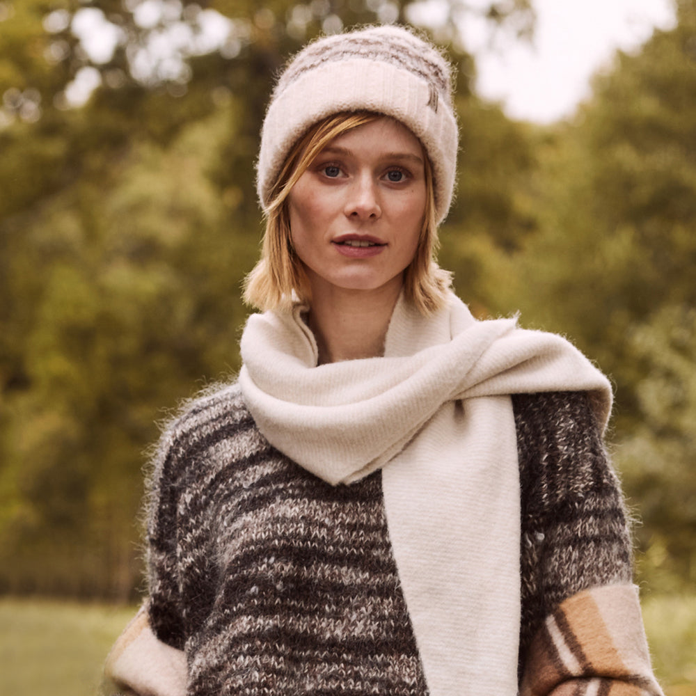 Barts Hats Eimhir Recycled Beanie Hat - Cream-Brown