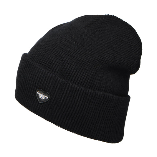 Carhartt WIP Small Heart Organic Cotton Beanie Hat - Black