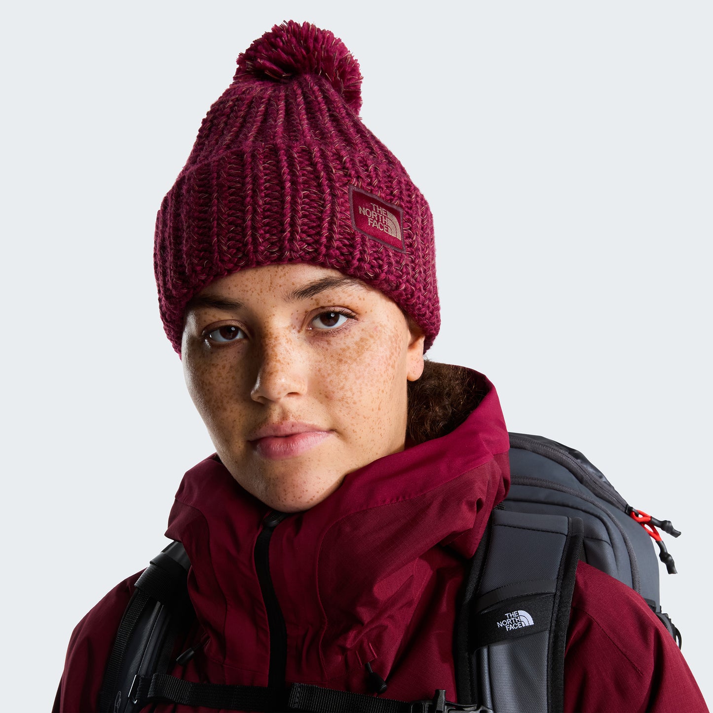 The North Face Hats Cozy Chunky Cabin Bobble Hat - Burgundy