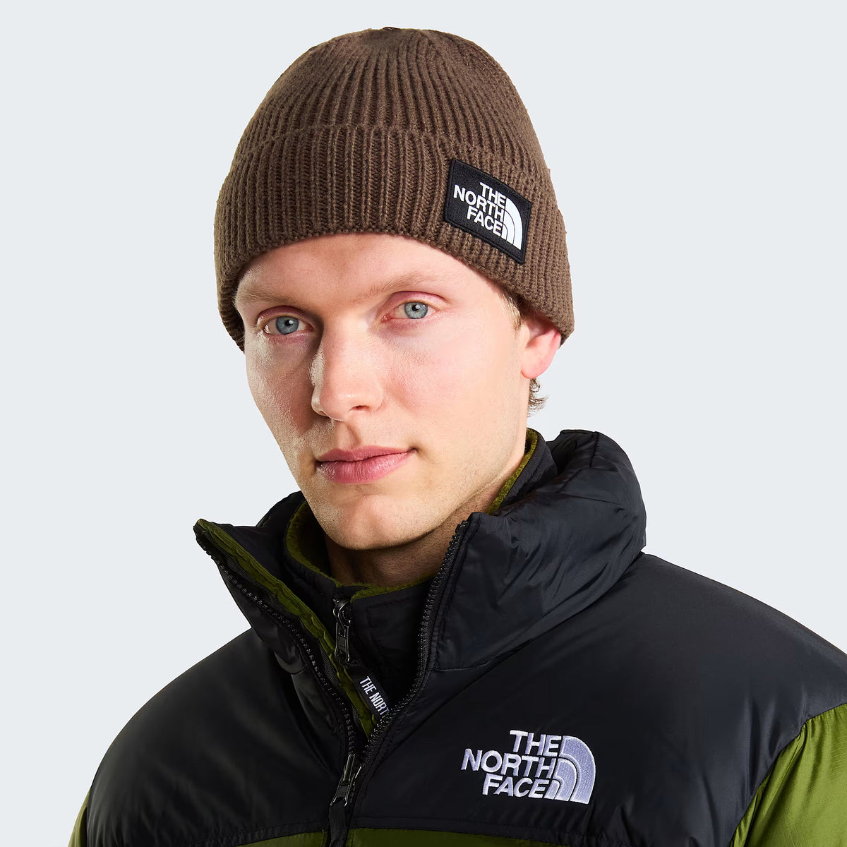 The North Face Hats TNF Logo Box Recycled Beanie Hat - Smoke Brown