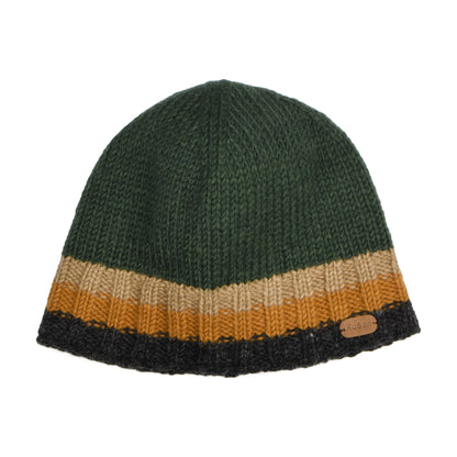 Kusan Hi Rib Beanie Hat - Green-Camel