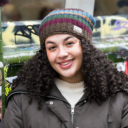 Kusan Cardi Floppy Beanie Hat - Brown-Green