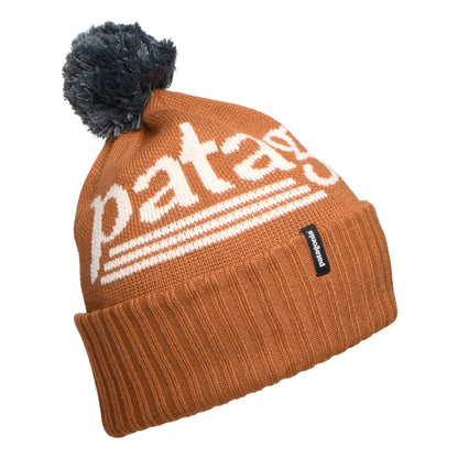 Patagonia Hats Hut Tripper Logo Powder Town Bobble Hat - Tan-Slate Blue