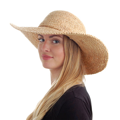 sur la tête Womens Swinger Raffia Straw Sun Hat - Natural