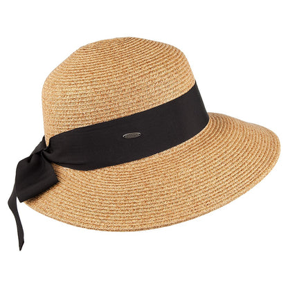 Scala Hats Straw Sun Hat With Grosgrain Bow - Light Brown