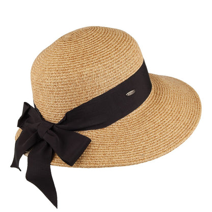 Scala Hats Straw Sun Hat With Grosgrain Bow - Light Brown