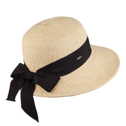 Scala Hats Straw Sun Hat With Grosgrain Bow - Natural