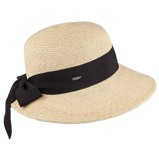 Scala Hats Straw Sun Hat With Grosgrain Bow - Natural