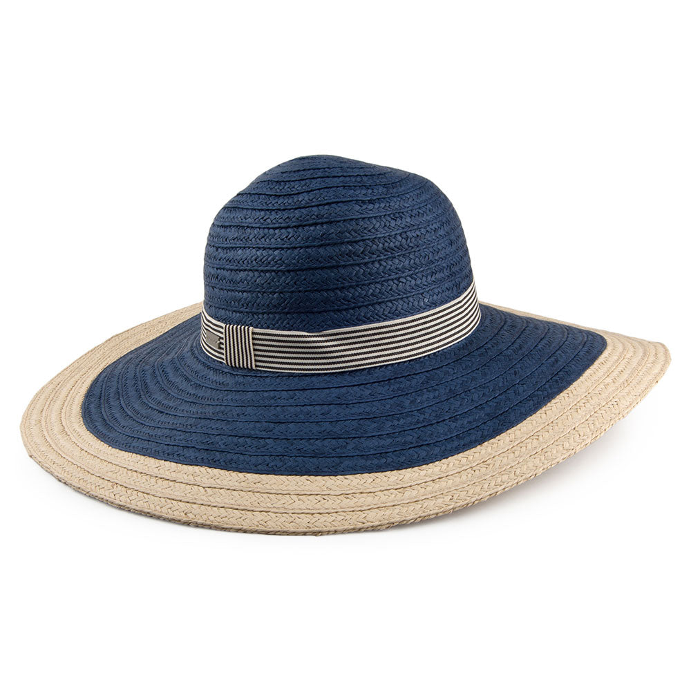 Betmar Hats Lora Wide Brim Sun Hat - Natural-Navy