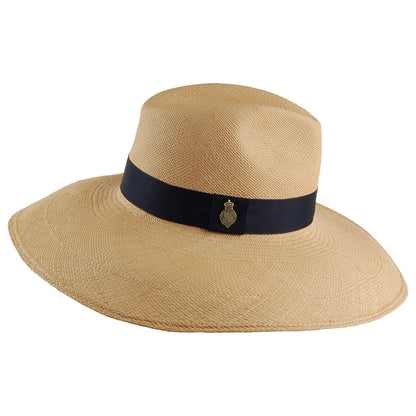 Christys Hats Classic Jessica Wide Brim Panama Hat With Navy Band - Natural