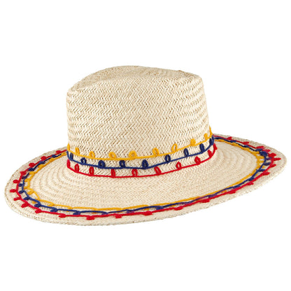 Brixton Hats Joanna Embroidered Straw Sun Hat - Natural Mix