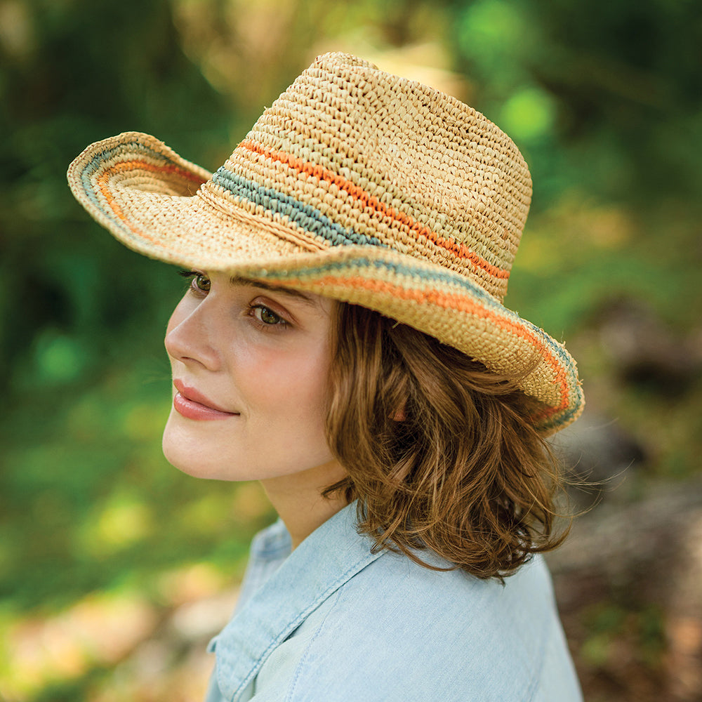 Scala Hats Trezza Crocheted Raffia Cowboy Hat - Light Natural