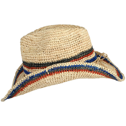 Scala Hats Trezza Crocheted Raffia Cowboy Hat - Dark Natural