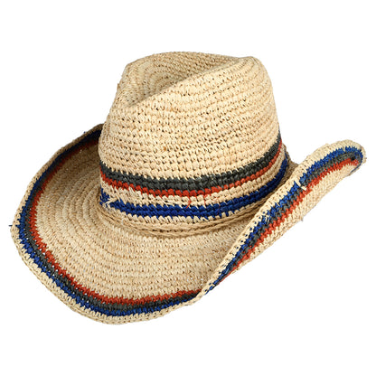 Scala Hats Trezza Crocheted Raffia Cowboy Hat - Dark Natural