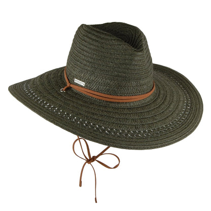 Seeberger Hats Wide Brim Sun Hat With Chincord - Olive