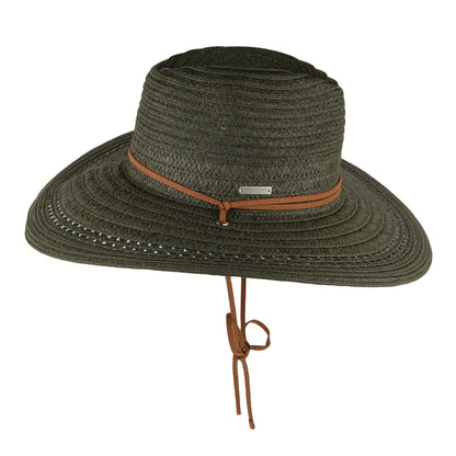 Seeberger Hats Wide Brim Sun Hat With Chincord - Olive