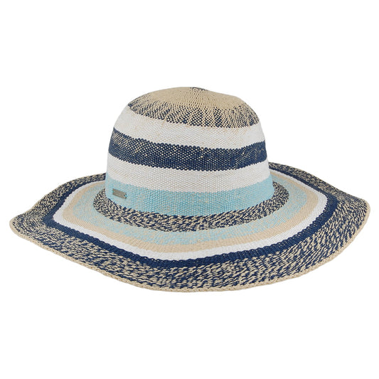 Seeberger Hats Striped Wide Brim Sun Hat - Natural-Blue