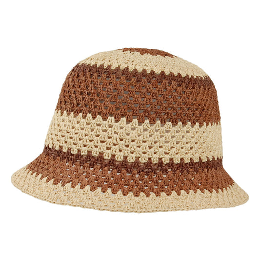 Brixton Hats Essex Raffia Straw Bucket Hat - Tan-Brown