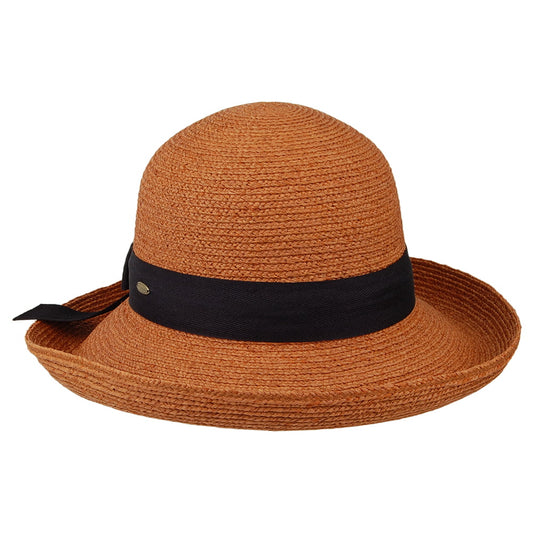 Scala Ravello Fine Braid Raffia Sun Hat - Tea
