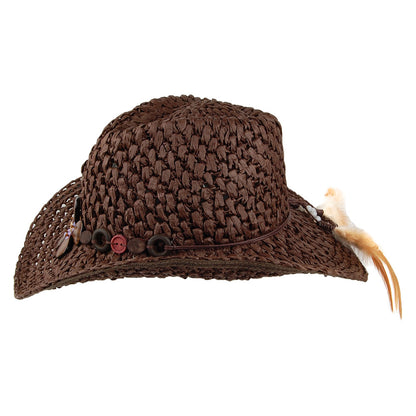 Scala Hats Prairie Crocheted Toyo Shapeable Cowboy Hat - Brown