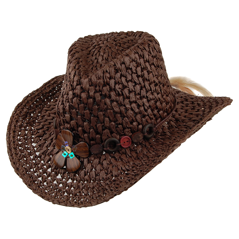 Scala Hats Prairie Crocheted Toyo Shapeable Cowboy Hat - Brown