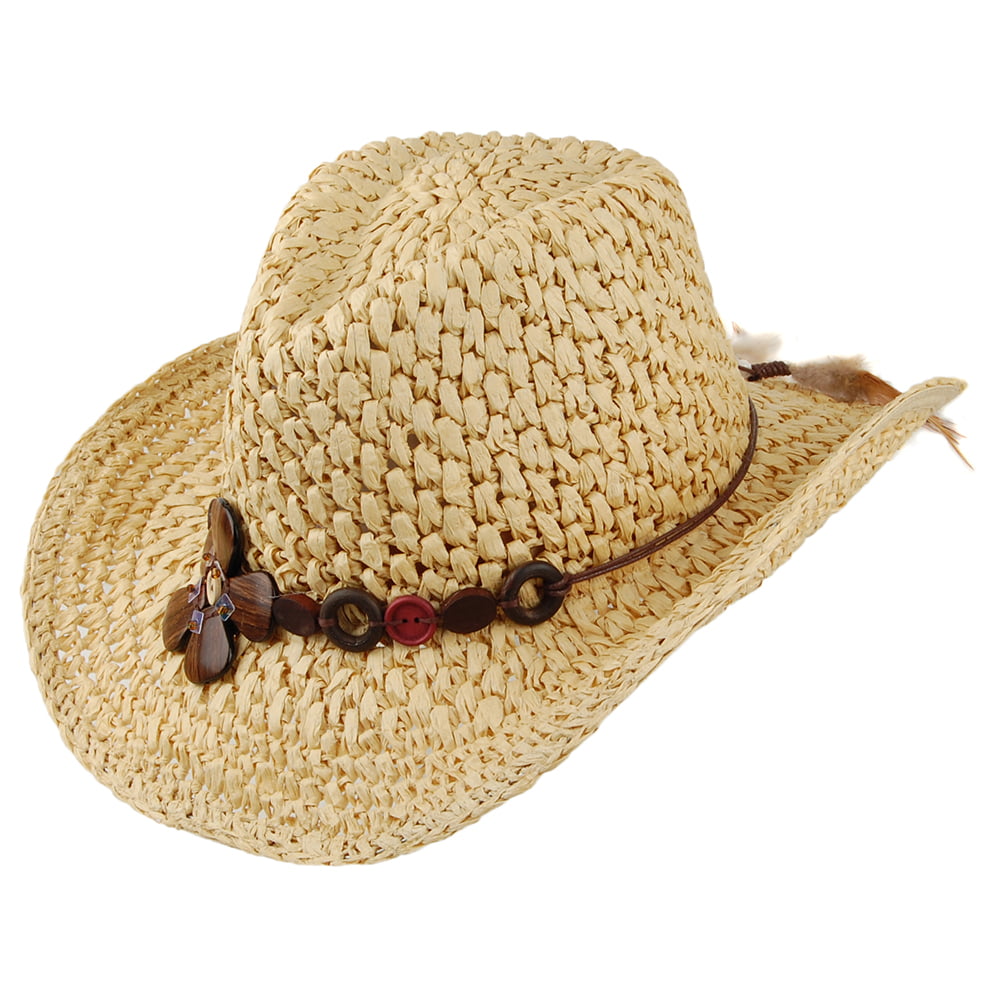 Scala Hats Prairie Crocheted Toyo Shapeable Cowboy Hat - Natural