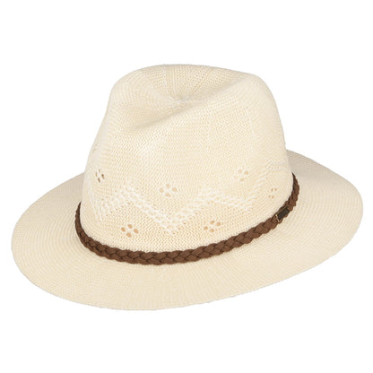 Barbour Hats Flowerdale Crochet Fedora Hat - Cream