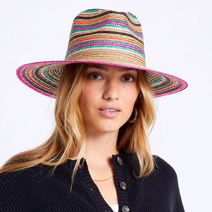 Brixton Hats Joanna Stripe Straw Sun Hat - Natural Mix