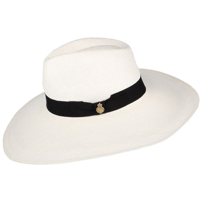 Christys Hats Jessica Wide Brim Panama Hat with Black Band - Bleach
