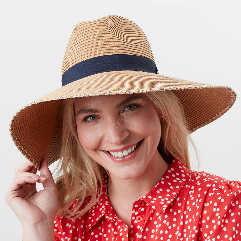 Joules Hats Sia Wide Brim Summer Fedora Hat - Natural