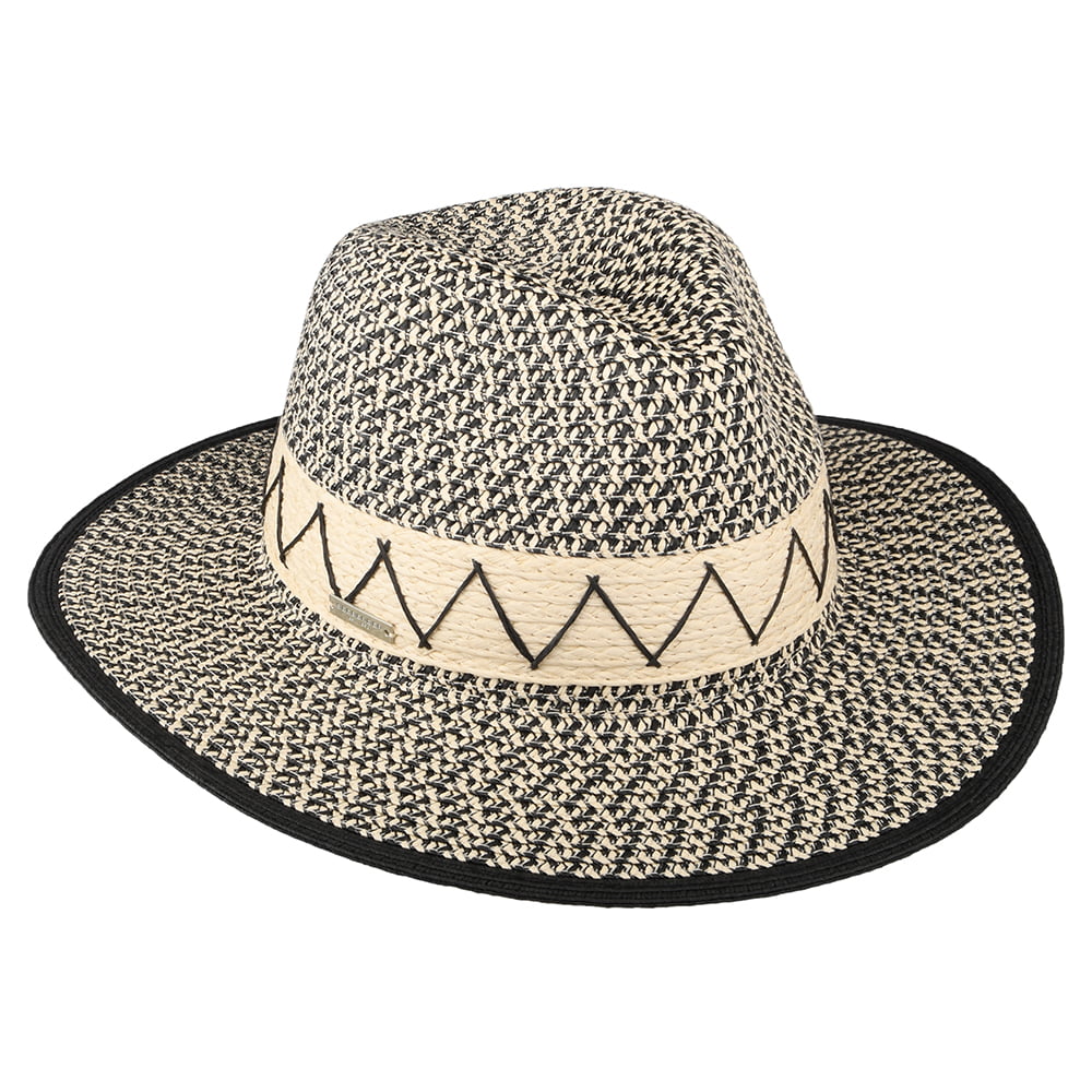 Seeberger Hats Zigzag Toyo Straw Fedora Hat - Natural-Black