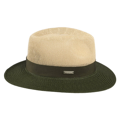 Seeberger Hats Two Tone Toyo Straw Fedora Hat - Natural-Olive