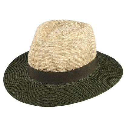 Seeberger Hats Two Tone Toyo Straw Fedora Hat - Natural-Olive