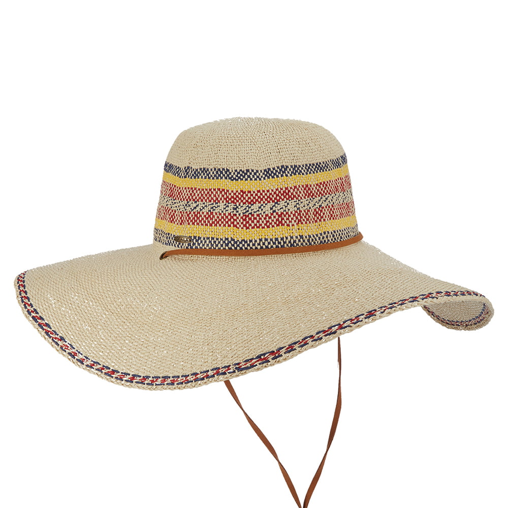 Scala Hats Eloisa Toyo Straw Wide Brim Sun Hat - Natural-Red
