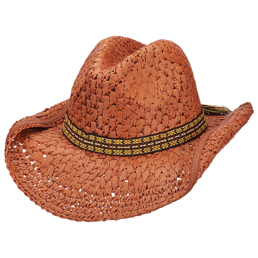 Scala Hats Outlier Crocheted Toyo Straw Outback Hat - Rust