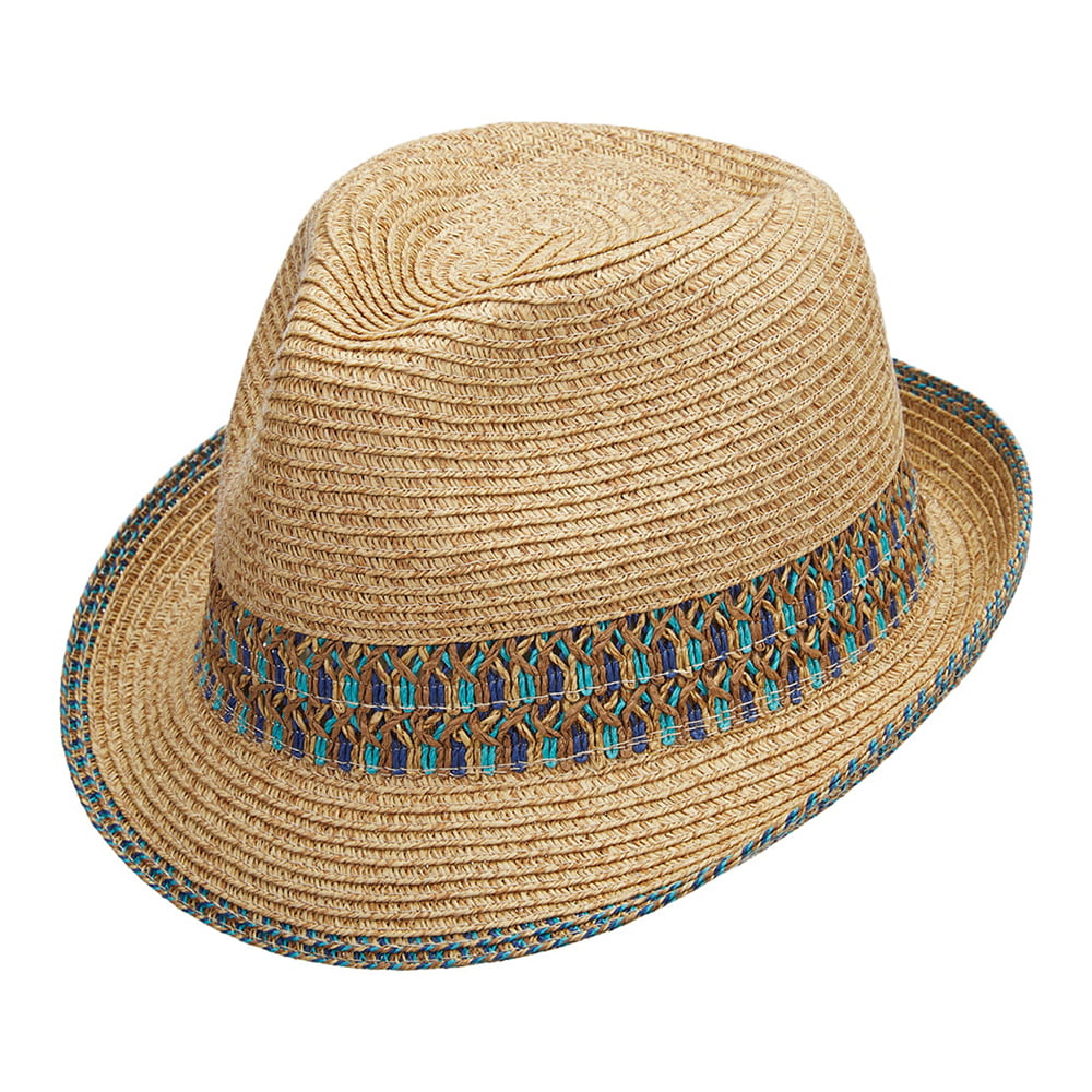 Scala Hats Paper Braid Trilby Hat - Natural-Blue