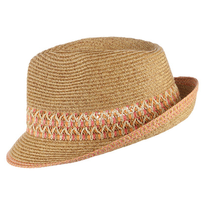 Scala Hats Paper Braid Trilby Hat - Natural-Pink