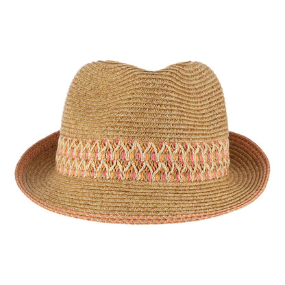 Scala Hats Paper Braid Trilby Hat - Natural-Pink