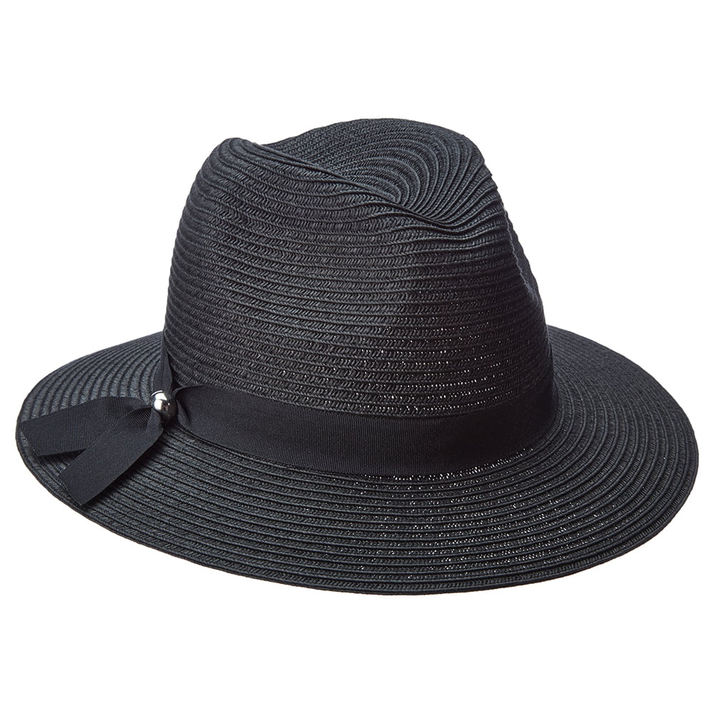 Scala Hats Beatty Paper Braid Safari Fedora Hat - Black