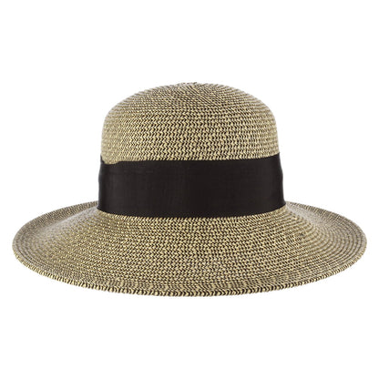 Scala Hats Straw Sun Hat With Grosgrain Bow - Wheat-Black