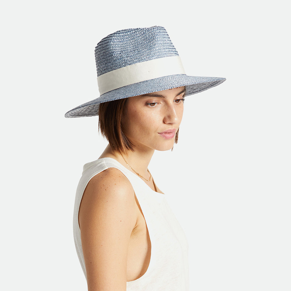 Brixton Hats Joanna Short Brim Straw Sun Hat - Ice Blue