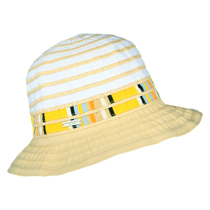 Seeberger Hats Striped Foldable Cloche Hat - White-Cream