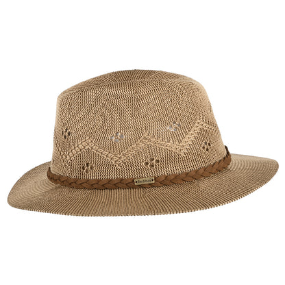 Barbour Hats Flowerdale Crochet Fedora Hat - Light Brown