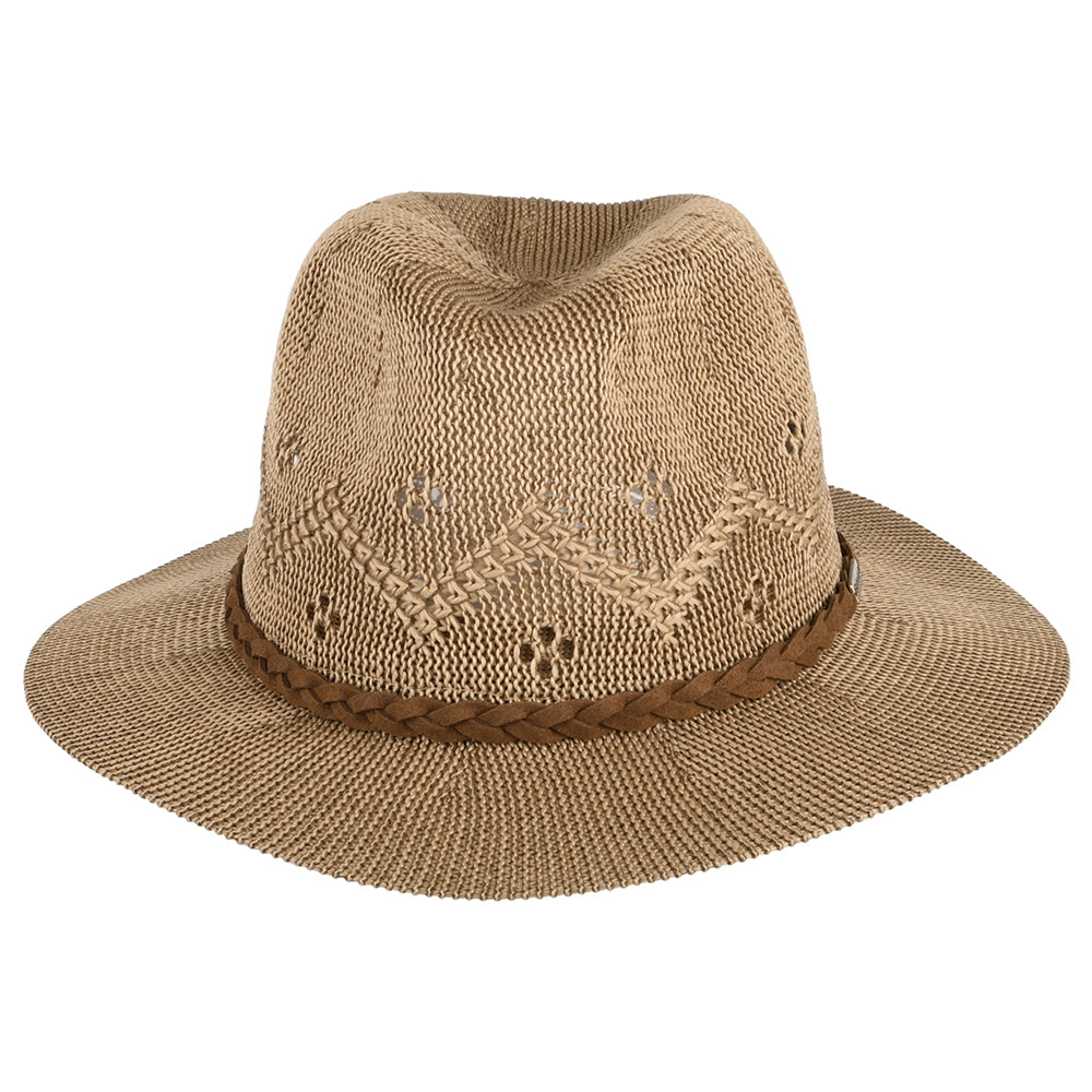 Barbour Hats Flowerdale Crochet Fedora Hat - Light Brown