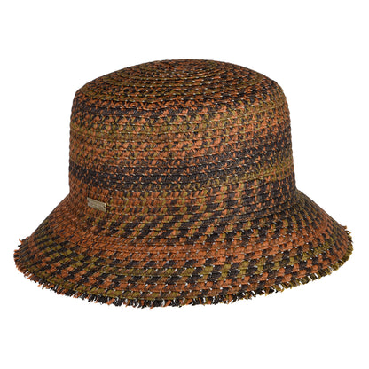 Seeberger Hats Toyo Straw Bucket Hat - Green-Orange