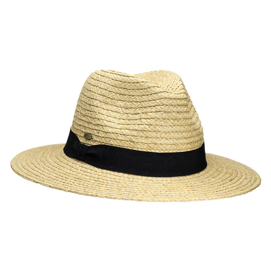 Scala Hats Franie Raffia Straw Safari Fedora Hat - Natural
