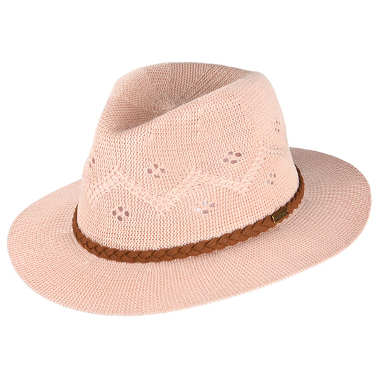 Barbour Hats Flowerdale Crochet Fedora Hat - Blush