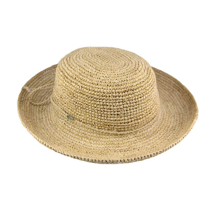 Scala Hats Packable Twisted Raffia Boater Straw Sun Hat - Petite Size
