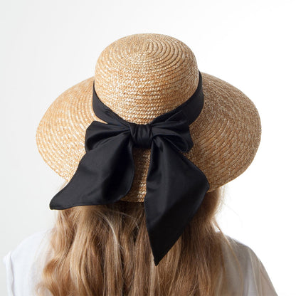 sur la tête Womens Milan Straw Boater Sun Hat - Natural