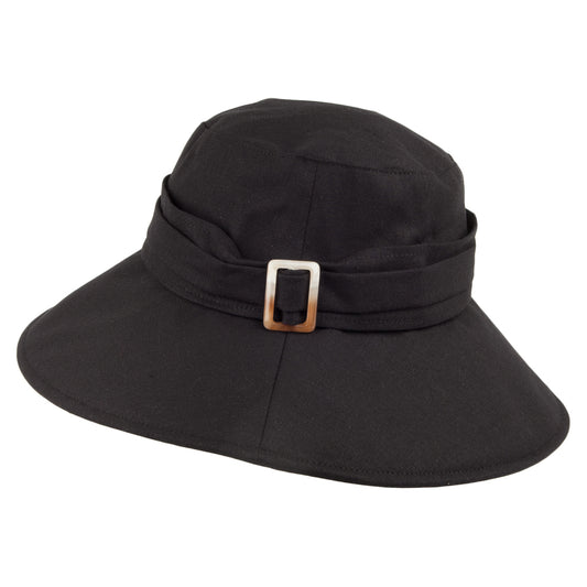 sur la tête Lotus Linen Packable Sun Hat - Black